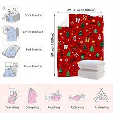 1PC Christmas Tree And Gift Box Printed Blanket - Made Of Soft, Fluffy Flannel, Perfect For A Sofa Or Bed. Ideal For Holiday Home Decor And Thoughtful Gift Giving - Multicolor - View 14