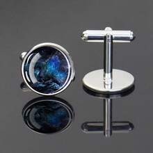 1 Pair Cufflinks Glass Inlay Abstract Dragon Design Men's Formal Jewelry Gift Elegant Fashion Accessory For Wedding Business Wear - Silver - View 6