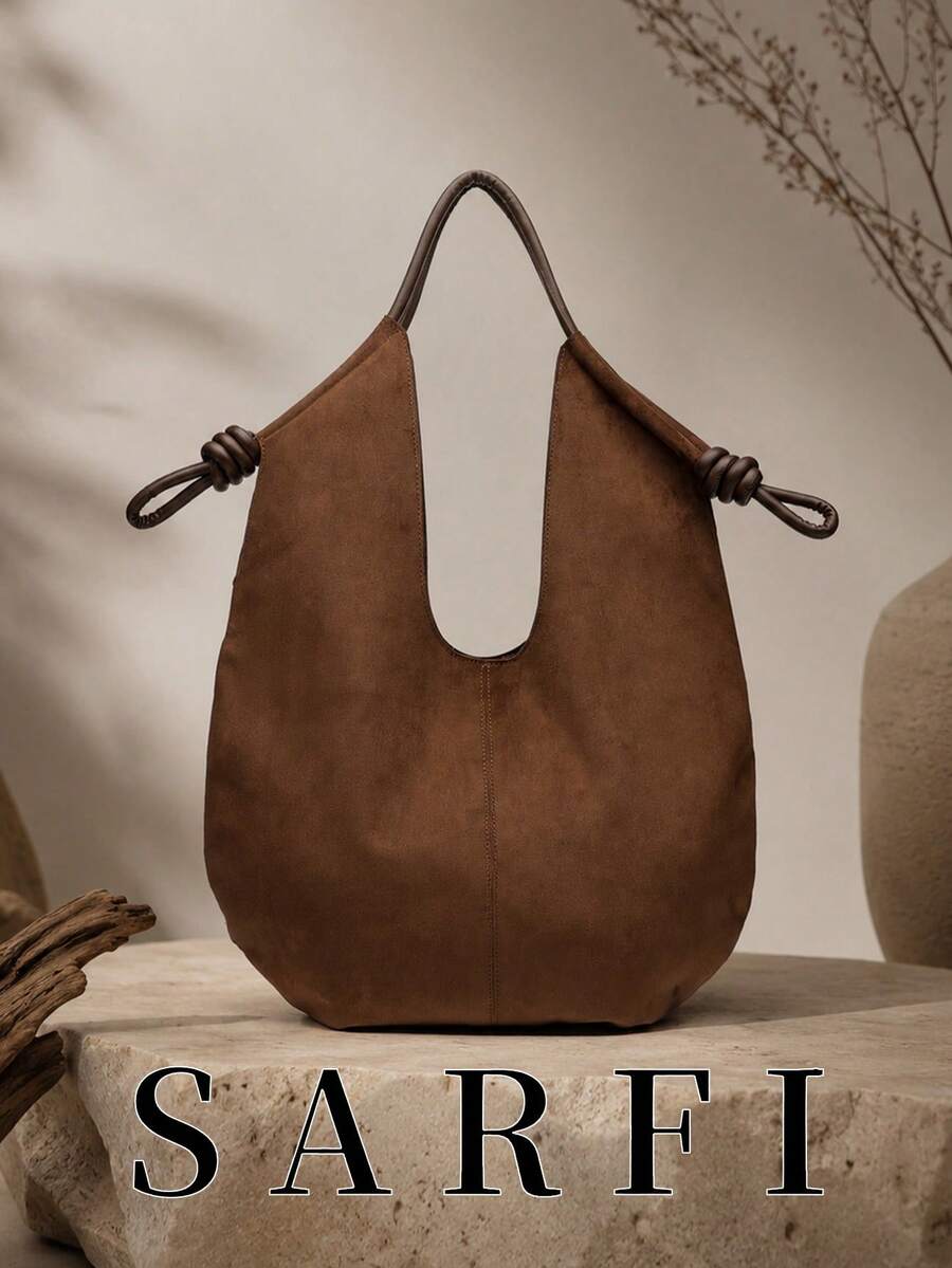 Premium Niche Suede PU Material Women's Tote Bag, Fashionable High-End Versatile Adjustable Shoulder Strap Shoulder Bag/Commuter Bag - Coffee Brown - View 1