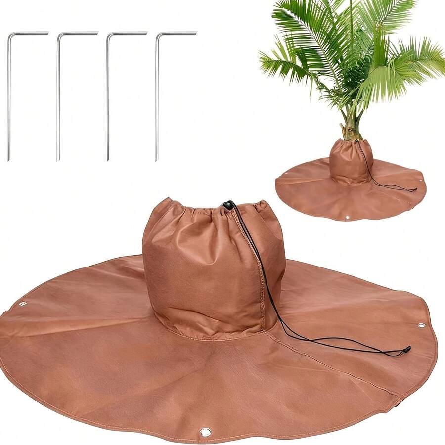 Winter Tree Root Frost Protection Cover With Ground Stakes, Drawstring Closure, Anti-Freeze Root Sleeve, Windproof, Frost-Resistant, Cold-Resistant Root Protection Blanket, Outdoor Garden Palm Tree And Green Plant Root Insulation Protective Cover - Tree Root Insulation Cover - View 1