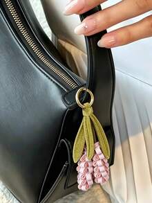 1pc Korean Style Creamy PU Leather Hyacinth Flower Keychain, Gentle Healing Handmade Flower Pendant, Bag Charm, Niche Exquisite Gift - Hyacinth Keychain - View 2