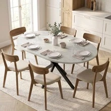 Extendable Dining Table For 4–6 People, Industrial-Style Kitchen Table With Hairpin Legs, Gray - Beige - View 3