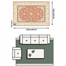 1 Buah Karpet Vintage Prancis Motif Gulir Bunga Merah & Biru Coral, Karpet Persegi Panjang Gaya Romantis Istana dari Bahan Kasmir Imitasi dengan Desain Gulir Penuh dan Detail Pinggiran Berlapis yang Indah, Dapat Dicuci dengan Mesin, Cocok untuk Ruang Tamu/Kamar Tidur/Dekorasi Rumah Elegan Romantis Prancis - MultiWarna - View 13