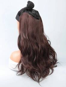 Synthetic V-Shaped Black 4-Clip 50cm Medium Length Curly Hair Extensions - Dark Brown - View 4