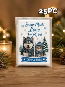 8/16/25pc Personalized Custom Pet Photo Text Christmas Pocket Tissue Sticker,Custom Dog Cat Picture Custom Slogan Name Print,Pet Santa Hat Scarf Xmas Pattern Design Sticker,Holiday Gift,Pet Owners Animal Lovers,Holiday Party,Home Dining Outdoor Daily - Multicolor - View 27