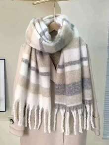 1pc Small Plaid Scarf, Soft & Warm For Autumn/Winter Women Winter Scarves For Dress - Brown Plaid - View 4