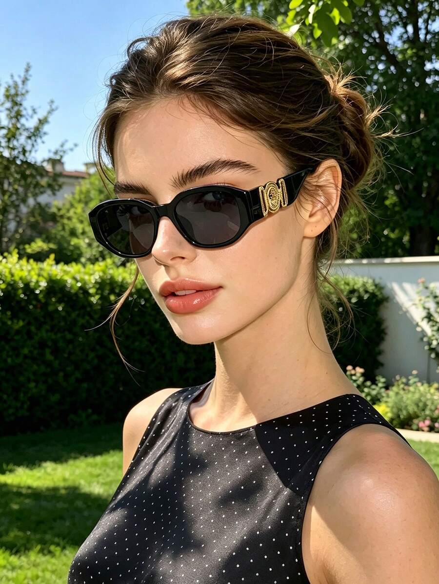 1件歐美風不對稱小框時尚眼鏡，跨境多邊形個性街頭風女款眼鏡