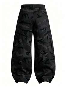 Women's Spring/Autumn Casual Fashion Straight Leg Outdoor Camouflage Cargo Pants - Black - View 3