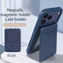 1件純色磁吸PU皮革卡套，適用於Apple 16 Pro Max/16/16 Pro/16 Plus/15/15 Pro Max/15 Pro/15 Plus/12/13/14 Pro/12 Pro/12 Pro Max/13 Pro/13 Max/13 Pro/14 Pro/14 Max/14 Plus/12 Mini/13 Mini，軟殼創意設計Magsafe皮革PU卡套身分證卡夾手機背面貼卡夾 - 多功能卡包 - 查看 10