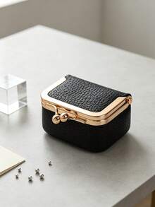 CHARM INFINITE Mini Artificial Leather Kiss Lock Jewelry Storage Box, Portable Snap Small Jewelry Organizer, Multi-Color Hard Shell Earring Ring Necklace Storage Bag, Travel Compact Jewelry Pouch, Cute Daily Storage Gift For Women And Girls - Multicolor - View 14