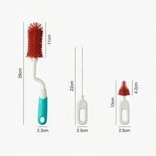 Bottle Brush Tea Cup Multi-Function Standing Brush Silicone Nipple Brush Set Cup Brush 3-In-1 Straw Brush - Multicolor - View 6