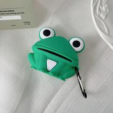 3D Cute Sitting Frog Earphone Case With Hook, Compatible With Apple 5/ 4/ 2/ 3/ Pro 3/ Pro 2, Korean Style Protective Cover Pendant For Women - Blue - View 2