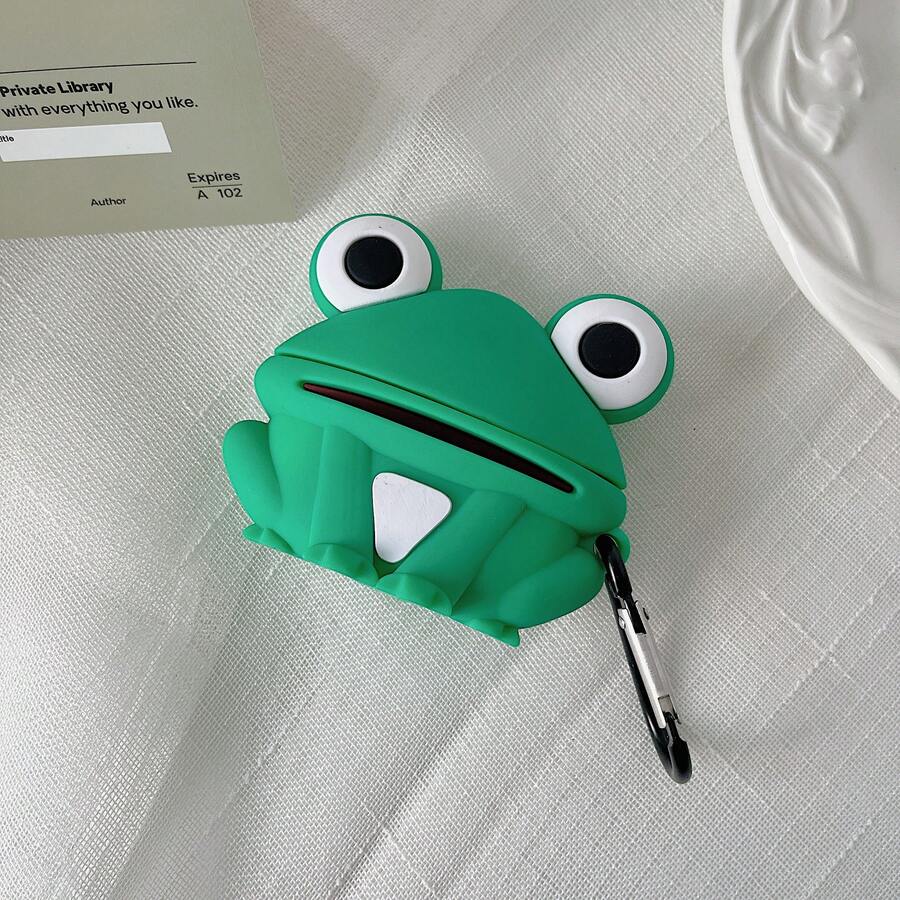 3D Cute Sitting Frog Earphone Case With Hook, Compatible With Apple 5/ 4/ 2/ 3/ Pro 3/ Pro 2, Korean Style Protective Cover Pendant For Women