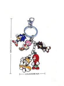 1pc Sonic Anime Themed Enamel Keychain Set - Classic Game Character Metal Keyring, Fashion Bag Charm Pendant For Backpack Decor - Multicolor - View 10