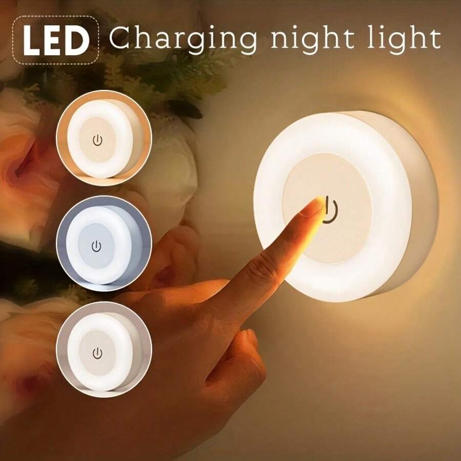 1PC Touch Sensitive Night Light, Magnetic Adjustable Dimming Ice Hockey Light, USB Rechargeable Compact Light Fixture, Adjustable Light Brightness, Suitable For Use In Bedrooms, Wardrobes, Kitchens, Corridors, Cabinets, Bedside, Desktops Or Ceilings