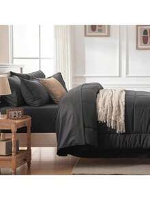 Luxury Bedding Comforter Duvet Cover Reversible Sleep Blanket 3D Polyester Quilted Queen Size All-Season GentleSoft Down Alternative Comforter With 4 Corner Ties Machine Washable Gift For Women/Men - Dark Grey - View 8