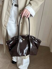 Large Capacity Women's 2026 New Fashion Casual Niche Shoulder Underarm Bag Pleated Commuter Tote Bag - Coffee Brown - View 5