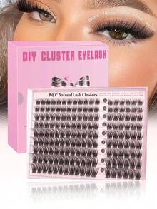 168-144pcs D Curl Single Cluster False Eyelash Extension Set, Fine Fluffy Texture, Includes Eyelash Glue, Sealer And Tweezers, 8-16mm, 6 Mixed Lash Cluster Set - Pink - View 12