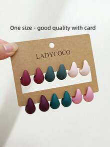LADYCOCO 6對時尚優雅獨特多色水滴耳環套組，適合女性日常穿著、約會、派對與日常搭配 - 彩色 - 查看 5