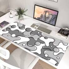 Black White Grey Mouse Pad XL Geometric Desk Mat With Non-Slip Rubber Base Stitched Edge For Desk Gaming Desktop Mat, Have 5 Sizes To Choose From - View 1