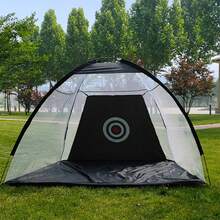 Golf Practice Net – Hitting Training Net, Portable Backyard Indoor/Outdoor, Sturdy Polyester Target Cloth Cushions Impact, Quick Assembly Golf Simulator Aids - Black - View 1