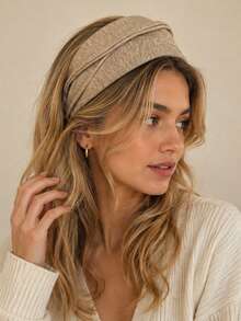 1pc Fashion Solid Color Thick Headband, Elegant Twisted Cross Wide Fabric Hair Accessory, Suitable For Women, Autumn/Winter Daily Casual Versatile - Multicolor - View 4