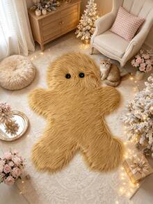 1pc Ginger Yellow Gingerbread Man Rug, Thick Plush Carpet, Autumn/Winter Decorative Rug, Bedroom Decor, Home Decor, Living Room Rug, Washable, Christmas Gift - Camel - View 1