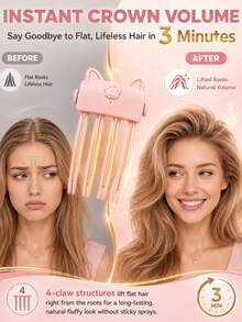 2027 New Wireless Root Volumizing Hair Clip, Heated Root Curler, Portable Bang Styling Tool, Type-C Charging, Dual Temperature Control, Wireless Root Volumizing Styling Tool, Create Voluminous Hairstyle, Travel Essential - A - View 2