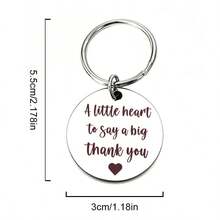 1pc Thank You Keychain, Stainless Steel Engraved Round Pendant, Appreciation Gift, Employee Colleague Thank You Souvenir Small Charm - A - View 6