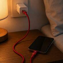 2 sợi cáp sạc siêu nhanh Krtlhe 65W USB sang Type-C bằng silicone mềm, cáp sạc công suất cao 3A tương thích với - Đỏ - Xem 6