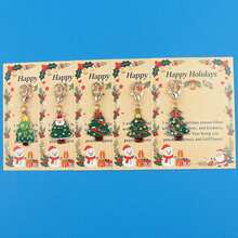 5 st/10 st emaljerade julgransnyckelringscharms, julgransberlock med Happy Holidays-hälsningskort, hummerlås, julklapp - Multifärgad - Visa 11