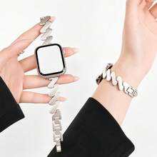 1 pieza Banda de malla de acero inoxidable compatible con Apple Watch - Beis - Ver 8