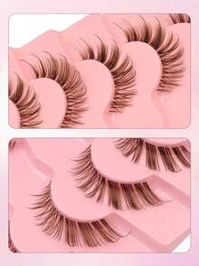 Asiteo 7 Pairs Fox Style False Eyelashes, Brown Winged Tail Extended Design, Soft Comfortable Faux Mink Hair, Suitable For Beginners, Daily Wear, Party Use - Brown - View 6