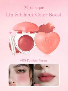 Dasique Heart Velvet Balm 2-In-1 Lip & Blush – Matte Souffle Texture, Highly Pigmented Color, Built-In Blender For Soft-Focus Finish, Long-Lasting Multi-Use Cream, K-Beauty Makeup Essential For Daily Wear & Gifting - #05 Pumkin Puree - View 2