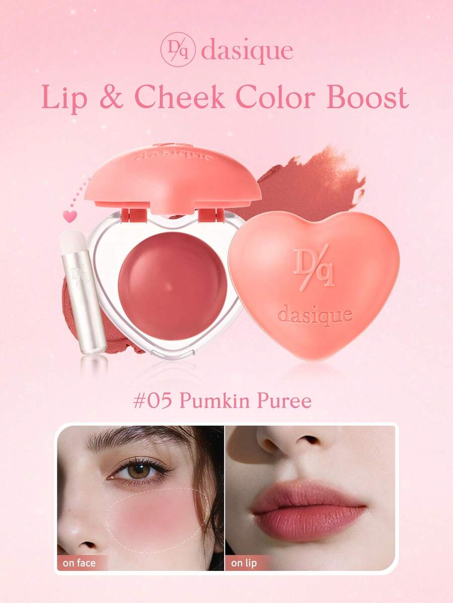 Dasique Heart Velvet Balm 2-In-1 Lip & Blush – Matte Souffle Texture, Highly Pigmented Color, Built-In Blender For Soft-Focus Finish, Long-Lasting Multi-Use Cream, K-Beauty Makeup Essential For Daily Wear & Gifting