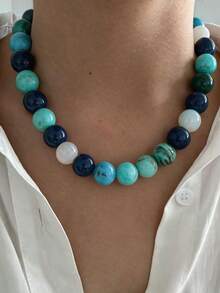 NAIZHU 1/4 buah Kalung Manik-Manik Besar Gaya Bohemian untuk Wanita, Cocok untuk Pemakaian Sehari-hari, Liburan, dan Hadiah - MultiWarna - View 9