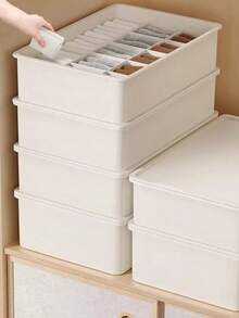 1pc Home Use Lidded Underwear & Socks Divider Storage Box, Cosmetic Storage Box, Wardrobe Storage Box, Underwear & Socks Compartment Storage Box, Miscellaneous Storage Box, Travel Essentials, Room Decor - View 10