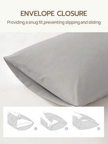 HONEY MOON 2pcs Ultra Soft Solid Color Pillowcases, Soft And Breathable, Envelope Closure, Wrinkle-Resistant, No Filling - Suitable For T/F/Q/K Size Home And Dorm, White - Light Stone Gray - View 5