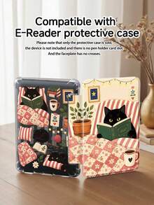 Cozy Bookish Black Cat Reading Case, Floral Patchwork, Coffee & Cottagecore Graphic, Compatible With Kindle Paperwhite 12th Gen 2024, Kindle 11th Gen 2024, Pad A16 2025, 10th Gen, Mini 7/6, Auto Wake/Sleep, Multi-Angle Stand - Multicolor - View 9