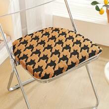 1pc Thick Padded Houndstooth Seat Cushion, Cozy Fluffy Square Chair Pad, Multi‑Color Warm Cushion For Living Room Dining Room Home Decor - Seat Cushion - View 9