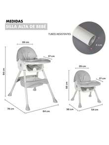 Eating Periquera Chair, For Baby, Multifunctional Folding 2 In 1, Removable Tray - Grey - View 7