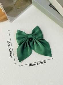 2pcs Green Satin Bow Hair Clips, Large Silk French Hair Clips, Girls Ponytail Hair Accessories, Autumn Style - Multicolor - View 4