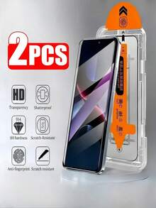 2片裝高畫質無塵強化玻璃螢幕保護貼，防爆防刮，相容 Galaxy S25 S24 A56 A36 A16 A26/ Note 14 13 Pro 4G 5G/ Poco/17 系列，9H 硬度，無氣泡，自動吸附，易安裝，手機螢幕保護貼 - 無色 - 查看 13