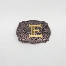 1pc Western Cowboy Style Metal Belt Buckle With Embossed Letter, Vintage Leather Belt Buckle - Bronze - View 22