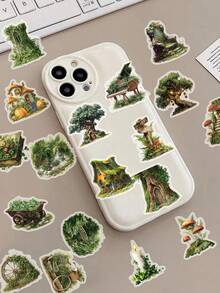 SCXXBSW 50pcs/100pcs Green Forest-Themed Sticker Set Eye-Catching PET Decorative Stickers For Envelopes, Skateboards, Notebooks, Cars, And Planners Perfect For Rewards And Holiday Gifts - Sticker - View 8