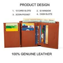 CAIBAOLAI 1pc Vintage Style Genuine Leather Men's Vertical Wallet, Slim Short Design, Can Hold ID Card And Multiple Credit Cards, Durable Classic Design, Portable And Easy To Carry - Khaki - View 7