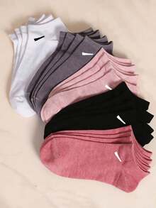 20 Pairs Women's Solid Candy Color Boat Socks, Sweet Absorbent Breathable Invisible Socks, Suitable For Daily, Sports, College Style, All Seasons, Random Color, Optional 1 Pair/10 Pairs/20 Pairs - Multicolor - View 4