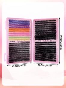 MAANGE Halloween 780pcs Colorful Cat Eye Eyelash Extension Set, 40P/60P/80P Thick Black Dramatic Eyelash Clusters, Multi-Layer Voluminous Single Cluster Eyelash Extensions, Suitable For Daily, Party And Stage, Girls Gift, Large Capacity Eyelash Clusters, Halloween Gift, Party Eyelashes, Women's Gift - D - View 9