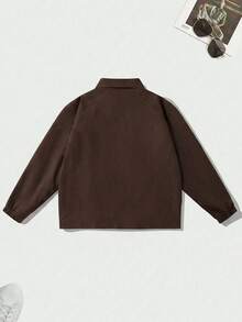 Men's Zippered Turn-Down Collar Harrington Jacket, Raglan Sleeve Elastic Cuff Side Pocket Casual Lightweight Outerwear, Suitable For Spring And Autumn Daily Wear - Coffee Brown - View 5