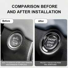 Transparent Silicone Start/Stop Button Cover - Scratch-Resistant Round Sticker, Fits Most Cars, Easy-To-Install Dashboard Accessory - A - View 2